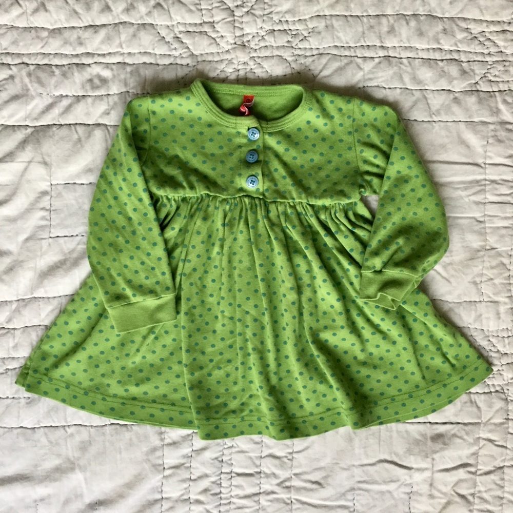 Hanna Andersson Green Polka Dot Dress Tunic 80 2T